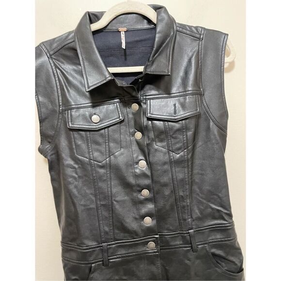 New Free People Danni Vegan Leather Midi Dress Size S - Picture 6 of 9